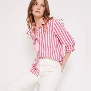 Maurices Women’s Pink and White Striped Blouse